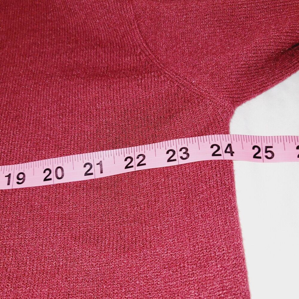 The Drop Lucyswhims Sweater Large Red Side Button Turtleneck Cropped Balloon - Picture 10 of 12